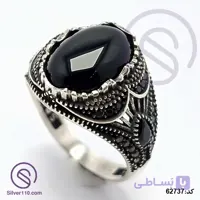 انگشتر نقره عقیق سیاه مردانه مدل دماوند کد 62737