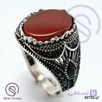 انگشتر نقره عقیق قرمز مردانه مدل دماوند کد 62735