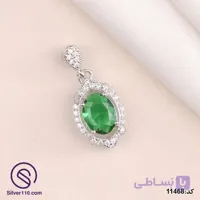 گردنبند نقره زنانه مدل کریستال سبز کد 11468