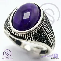انگشتر نقره عقیق آمیتیست مردانه مدل یادگار کد 62767