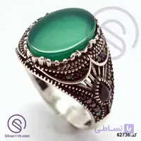 انگشتر نقره عقیق سبز مردانه مدل دماوند کد 62736