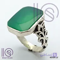 انگشتر نقره 6 ضلعی صفوی عقیق سبز کد 42520