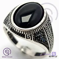 انگشتر نقره عقیق سیاه مردانه مدل یادگار کد 62761
