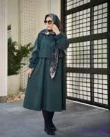 مانتوپاییزه 2تیکه مخمل کبریتی مدل ارغوان