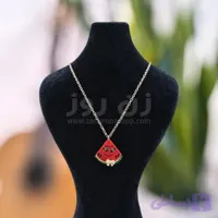 گردنبند هندوانه برش خورده فانتزی با زنجیر آجری استیل