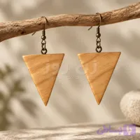 گوشواره چوبی مثلثی زنانه اکسسوری طبیعی و دست‌ساز