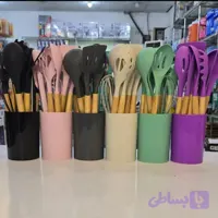 سرویس کفگیر و ملاقه دسته چوبی ۱۲ پارچه سیلیکونی دالتون