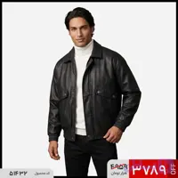 کاپشن چرم مشکی مردانه کت چرم مردانه51432