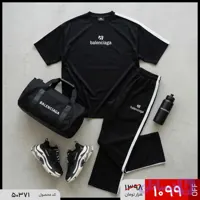 ست مردانه تیشرت باکسی و شلوار Balenciaga مشکی مدل 50371