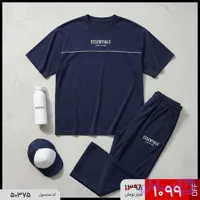 ست مردانه تیشرت باکسی و شلوار سرمه ای مدل 50375