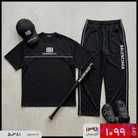 ست مردانه تیشرت باکسی و شلوار Balenciaga مشکی مدل 50381