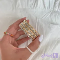 النگوی نقره ای و طلایی طرح طلای لوزی سایز 2