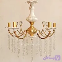لوستر اویز شمش و سرامیکی ۵شعله صنایع لوستر نصیری