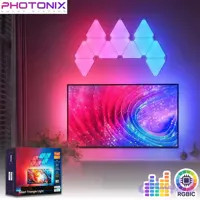 سینک‌کیت تلویزیون | پنل دیواری 6 تکه هوشمند مثلثی RGB فوتونیکس – سوپر اسلیم – مدل PX-TSTL-55 با قابلیت سینک با تصویر تلویزیون (Sync Box Kit)