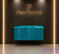 کابینت روشویی مدرن مدل ۱۰۸۹ با ترکیب طراحی شیاردار و درب ساده