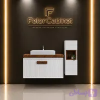 کابینت ست مدل 1101 | طراحی شیاردار با صفحه روکش چوب و کمد جانبی هوشمند