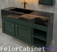 کابینت روشویی PVC با روشویی یکپارچه پرسلان مدل 1091