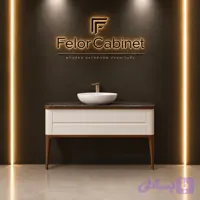 کابینت روشویی پایه‌دار مدل 1095؛ طراحی مدرن با کاسه چینی لوکس