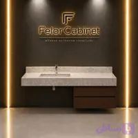 کابینت روشویی دیواری با صفحه سرامیکی پرسلان و باکس PVC مدل 1023