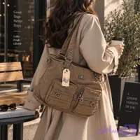 کیف دوشی Old Friend کد A25838 چرم شسته با فضای بزرگ
