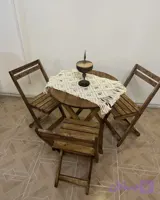 میز و صندلی مسافرتی تاشو گرد سه نفره