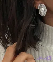 گوشواره زنانه برندفشن مدل دفرمه مرواریدی نقره رنگ ثابت وضدحساسیت