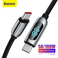 کابل شارژ دو سر تایپ سی صفحه نمایش دار 100 وات بیسوس Baseus