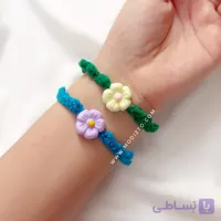 دستبند بافتنی مدل مهره گل