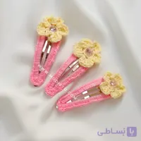 گیره مو بافتنی مدل گل نگین دار