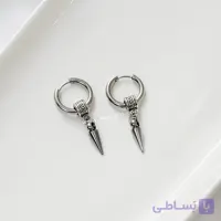 پیرسینگ حلقه ای آویز گوش مدل اسپایک سیلور استیل