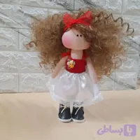 عروسک مو فر روسی با تاپ قرمز و دامن تور