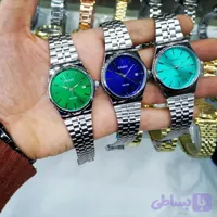 ساعت مردانه کاسیو صفحه رنگی گرد بند نقره ای استیل تاریخ دار