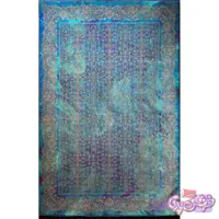 فرش ابریشم طرح دستبافت کهکشانی زمینه سبز آبی کد ۵۰۳۵Parna Carpet