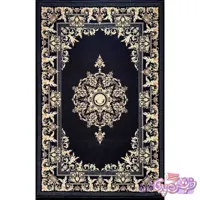 فرش ابریشم طرح دستبافت ورساچه مشکی کد ۵۰۲۷Parna Carpet
