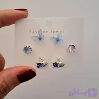 پک گوشواره میخی سه جفتی پروانه آبی