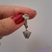 پیرسینگ فیک ناف ( بدون نیاز به سوراخ کردن ) طرح پروانه فول نگین
