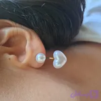 گوشواره میخی قلب مرواریدی
