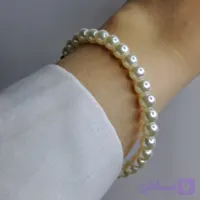دستبند قفلی مروارید رنگ شیری