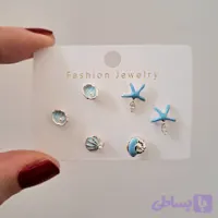 پک گوشواره میخی سه جفتی صدف