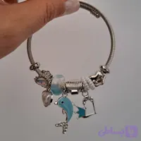 دستبند پاندورا دستبند آرزو آبی با آویز دلفین