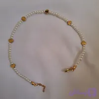 پابند مروارید با بین کاری قلب طلایی