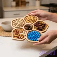 اردوخوری چوبی طرح گل 6 خانه 039