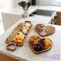 سرویس 3 تیکه سینی اردوخوری چوبی قلبی P22