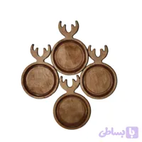 سرویس 4 تیکه زیرلیوانی چوبی گوزنی P45