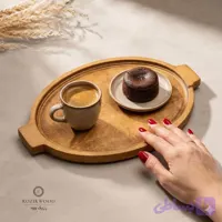 سینی چوبی سرو چای و قهوه دسته دار | مناسب منزل، کافه و پذیرایی