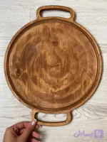 سینی بزرگ چوبی دایره دسته دار 075