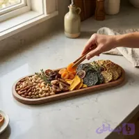 سینی پذیرایی و سرو چوبی بیضی رولتی 05