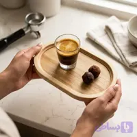 سینی سرو چوبی بیضی کافی شاپی 074