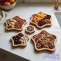 پک 5 تیکه سینی چوبی ستاره (گل) 108