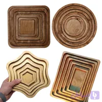 4 مجموعه 5 عددی سینی چوبی دایره مربع مستطیل گل ( 20 تیکه )